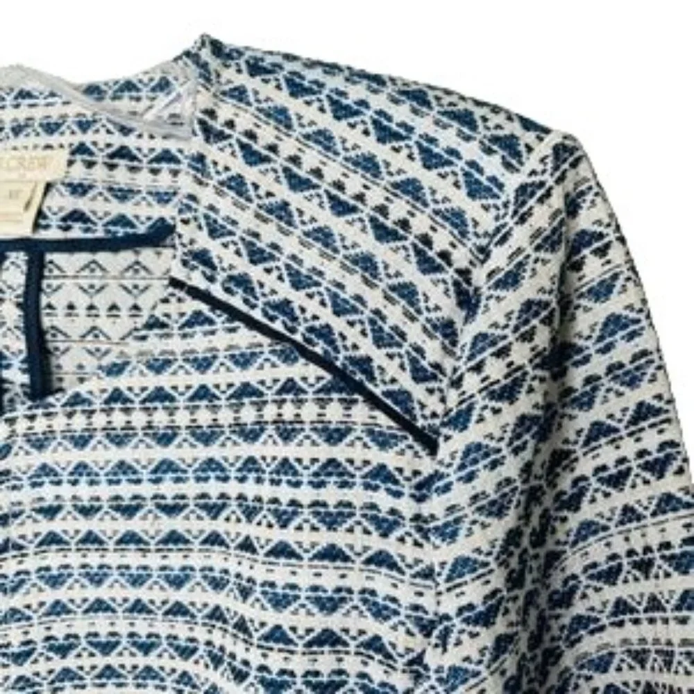 J. CREW White with Blue Hearts Full Zip Cropped Blazer, Size X Small - Picture 7 of 12
